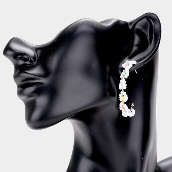 5/$25 Flower Multi Color Seed Beaded Earring - Picture 1 of 6